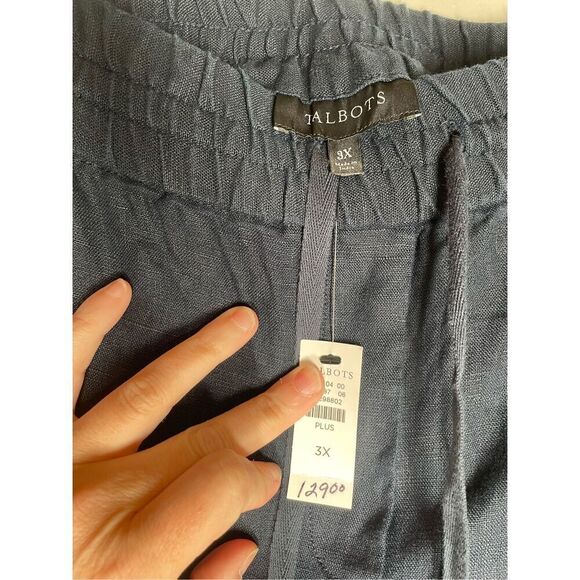 Talbots Plus WASHED LINEN WIDE LEG PANTS in Black size 3X NWT - Picture 3 of 10